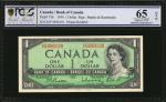 CANADA. Lot of (3). Bank of Canada. 1 & 20 Dollars, 1954-1979. P-75b, 84a & 93a. PCGS GSG Gem Uncirc