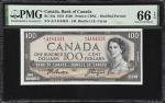 1954年加拿大银行1元及100元。三张。CANADA. Bank of Canada. 1 & 100 Dollars, 1954. P-BC-43a, BC-43b & BC-37b-i. PMG