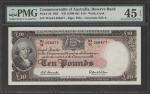1960-65年澳大利亚10镑，编号WA/44 268477，PMG 45EPQ
