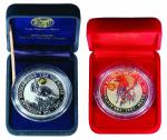 Australia 1995, Kookaburra 1oz Silver with Panda Privy mark with COA, 1997 Kookaburra 1oz Silver wit