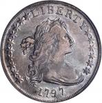 1797 Draped Bust Silver Dollar. BB-71, B-3. Rarity-2. Stars 10x6. VF-35 (PCGS). OGH.
