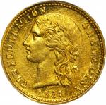 COLOMBIA. 1859-P 5 Pesos. Popayán mint. Restrepo M232.1. MS-62 (PCGS).