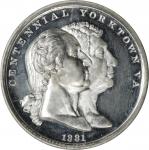 1881 Yorktown Centennial Medal. By Peter L. Krider. Musante GW-963, Baker-452C. White Metal. Specime