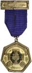 China - Medals，CHINA: Masonic AV medal, 1935, 38mm x 51mm, 25.4 dwt (1.27 troy ounce) 10K gold medal