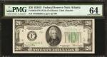 Fr. 2058-F Wide. 1934D $20 Federal Reserve Note. Atlanta. PMG Choice Uncirculated 64.