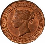 CEYLON. 5 Cents, 1870. London Mint. Victoria. NGC MS-63 Red Brown.