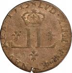 1713-D French Colonies 30 Deniers, or Mousquetaire. Lyon Mint. Star After Date. Vlack-6a. Breen-289,