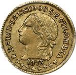 COLOMBIA. Gold Peso, 1873-BOGOTA. Bogota Mint. PCGS AU-55.