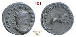 GALLIENO  (253-268)  Antoniniano legione IV Flavia  D/ Busto radiato e corazzato  R/ Leone in corsa 