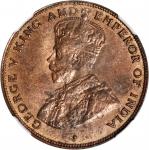 1926年香港一仙。伦敦铸币厂。 (t) HONG KONG. Cent, 1926. London Mint. NGC MS-62 Red Brown.