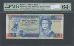 Central Bank of Belize, $100, 1st June 1991, serial number AA580271, multicolour, toucan at left, Qu