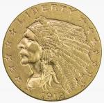 UNITED STATES: AV 2½ dollars, 1912, KM-128, EF, Indian head type.