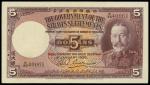 Strait Settlements, $5, 1935, serial number B/25 40061, dark brown on multicoloured underprint, Geor