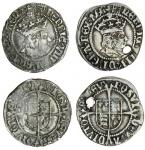 Henry VIII (1509-47), first coinage, Halfgroats (2) 1.42g, m.m. crowned portcullis with chains, henr