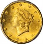 1849 Gold Dollar. Open Wreath, No L. MS-65 (PCGS).
