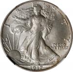 1917-S Walking Liberty Half Dollar. Reverse Mintmark. AU-58 (NGC).