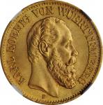 GERMANY. Wurttemberg. 10 Mark, 1876-F. Stuttgart Mint. Karl I. NGC MS-65.
