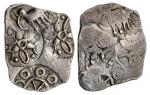 Ancient India. Vidarbha. Punchmarked coinage. AR ½ Karshapana, ca. 5th-4th Century BC. 1.58 gms. Fou