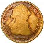 COLOMBIA, Popayán, gold bust 1 escudo, Charles III, 1776 SF.