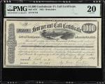 Confederate Bond. Ball 276. 1863 $1000. PMG Very Fine 20. Remainder.