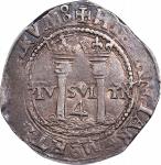 MEXICO. Cob 4 Reales, ND (1554-56)-Mo O. Mexico City Mint. Carlos & Johanna. PCGS AU-55.