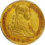 COLOMBIA. 1796-JJ Escudo. Santa Fe de Nuevo Reino (Bogotá) mint. Carlos IV (1788-1808). Restrepo 84.