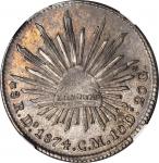 MEXICO. 8 Reales, 1874-Do CM. Durango Mint. NGC AU-58.