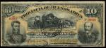 Banco de la Provincia de Buenos Aires, Argentina, 10 pesos, 1 January 1885, red serial number 00001,