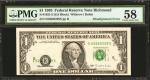 Fr. 1921-E. 1995 $1 Federal Reserve Note. Richmond. PMG Choice About Uncirculated 58. District Overp