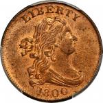 1800 Draped Bust Half Cent. C-1, the only known dies. Rarity-1. MS-62+ RD (PCGS).