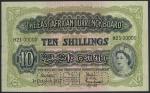 East African Currency Board, 10 shillings, Nairobi, 1 October 1957, serial number H21 00000, dark gr