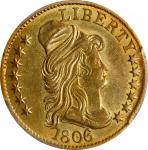 1806 Capped Bust Right Half Eagle. BD-6. Rarity-2. Round-Top 6, Stars 7x6. AU Details--Slide Marks (