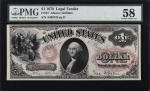 Fr. 27. 1878 $1  Legal Tender Note. PMG Choice About Uncirculated 58.