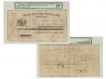 1859年印度新金山中國麥加利銀行—新加坡支行50美元債券，PMG VF20NET