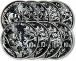 1995年熊猫纪念银币1盎司一组8枚 完未流通