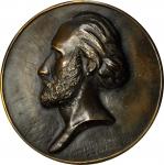 1857 Self-Portrait Medallion of James Trudeau. Uniface. Cast Bronze. 183 mm. Nearly As Made.
