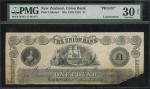 1889年纽西兰联合银行1镑试印样票，PMG 30NET，背有贴痕 ，缺角，罕见品种