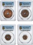 CONGO. Congo Free State. Quartet of Copper Issues (4 Pieces), 1888. Leopold II. ALL PCGS Certified. 