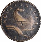 1786 New Jersey Copper. Maris 20-N, W-4905. Rarity-4. Wide Shield, Drunken Die Cutter. VF Details--E