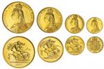 Great Britain. Victoria (1837-1901). 1887 Gold Set. Half Sovereign to 5 Pounds. Jubilee bust left. S