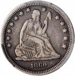1860-S Liberty Seated Quarter. Briggs 1-A, the only known dies. VF Details--Repaired (PCGS).