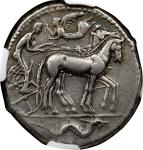 SICILY. Syracuse. Second Democracy, 466-406 B.C. AR Tetradrachm (17.31 gms), ca. 460-450 B.C. NGC VF