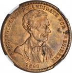 1860 Abraham Lincoln. DeWitt-AL 1860-51. Copper Nickel. 27 mm. MS-63 (NGC).