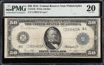 Fr. 1035. 1914 $50 Federal Reserve Note. Philadelphia. PMG Very Fine 20.
