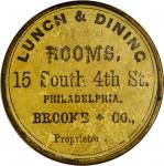 Pennsylvania, Philadelphia. 1867 Brooke & Co. Lunch & Dining Rooms. Bowers PA-2700. Gilt brass. 38 m