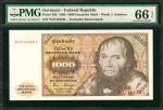 GERMANY, FEDERAL REPUBLIC. Deutsche Bundesbank. 1000 Deutsche Mark, 1980. P-36b. PMG Gem Uncirculate