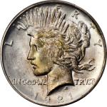 1921 Peace Silver Dollar. High Relief. MS-66 (PCGS).