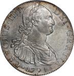 MEXICO. 8 Reales, 1791-Mo FM. Mexico City Mint. Charles IV. PCGS Genuine--Chopmark, AU Details.
