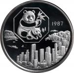 1987年5盎司银章。熊猫系列。香港国际钱币博览会。CHINA. Hong Kong International Coin Exposition 5 Ounce Silver Medal, 1987.