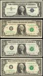Lot of (4) 1957B to 1977 $1 Federal Reserve Notes & Silver Certificate. Choice Uncirculated. Matchin